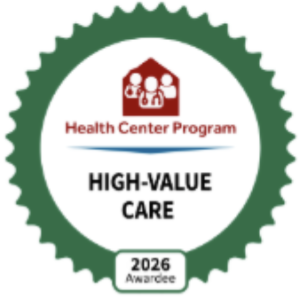 Badge for Health Center Program that reads "High-Value Care" with the date of 2026 on it.