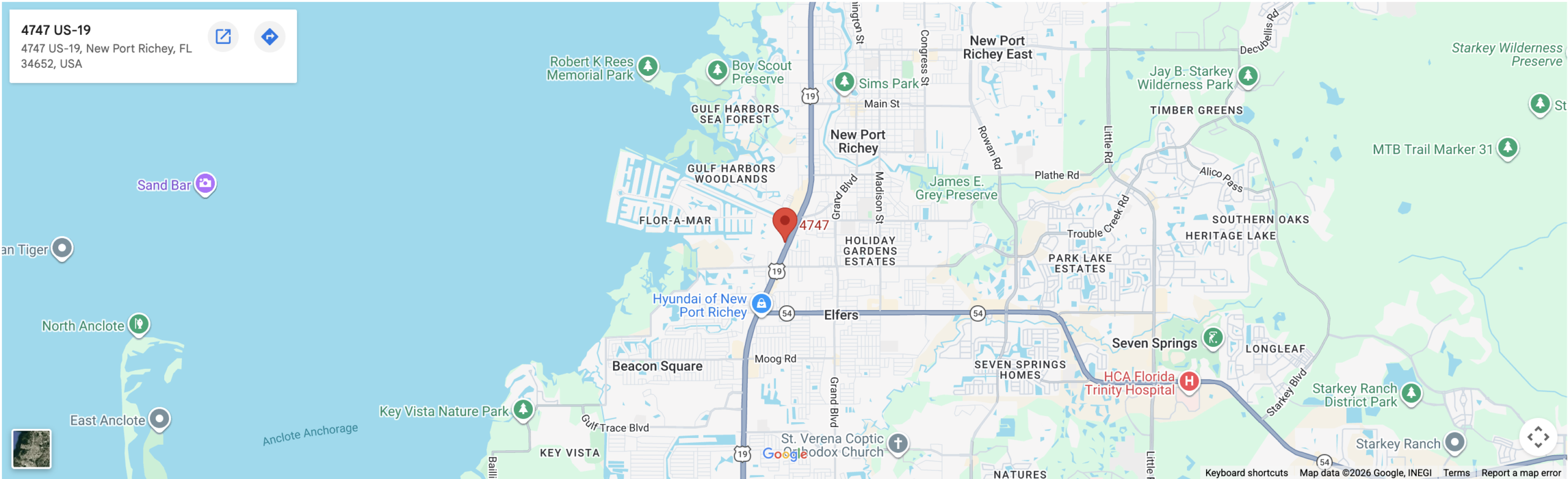 Map showing the location of 4747 US-19, New Port Richey, FL 34652, USA
