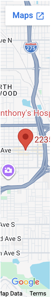Map showing the location of Metro  St. Pete     2235 Central Avenue     Ste. A    St. Petersburg, FL 33713, Redirecting to a third-party website (opens in a new tab).