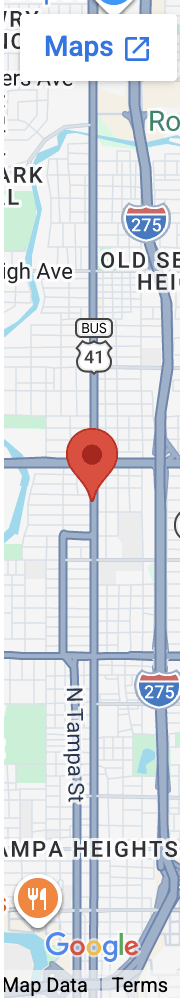 Map showing the location of Tampa5138 N. Florida AveTampa, FL 33603, Redirecting to a third-party website (opens in a new tab).