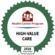 Badge for Health Center Program that reads "High-Value Care" with the date of 2026 on it.