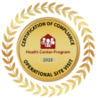 Badge for Health Center Program that reads "Certification of Compliance—Operational Site Visit" with the date of 2026 on it.